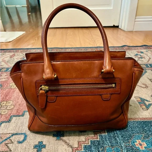 Coach Brown Leather Satchel with Gold Hardware - Picture 3 of 13